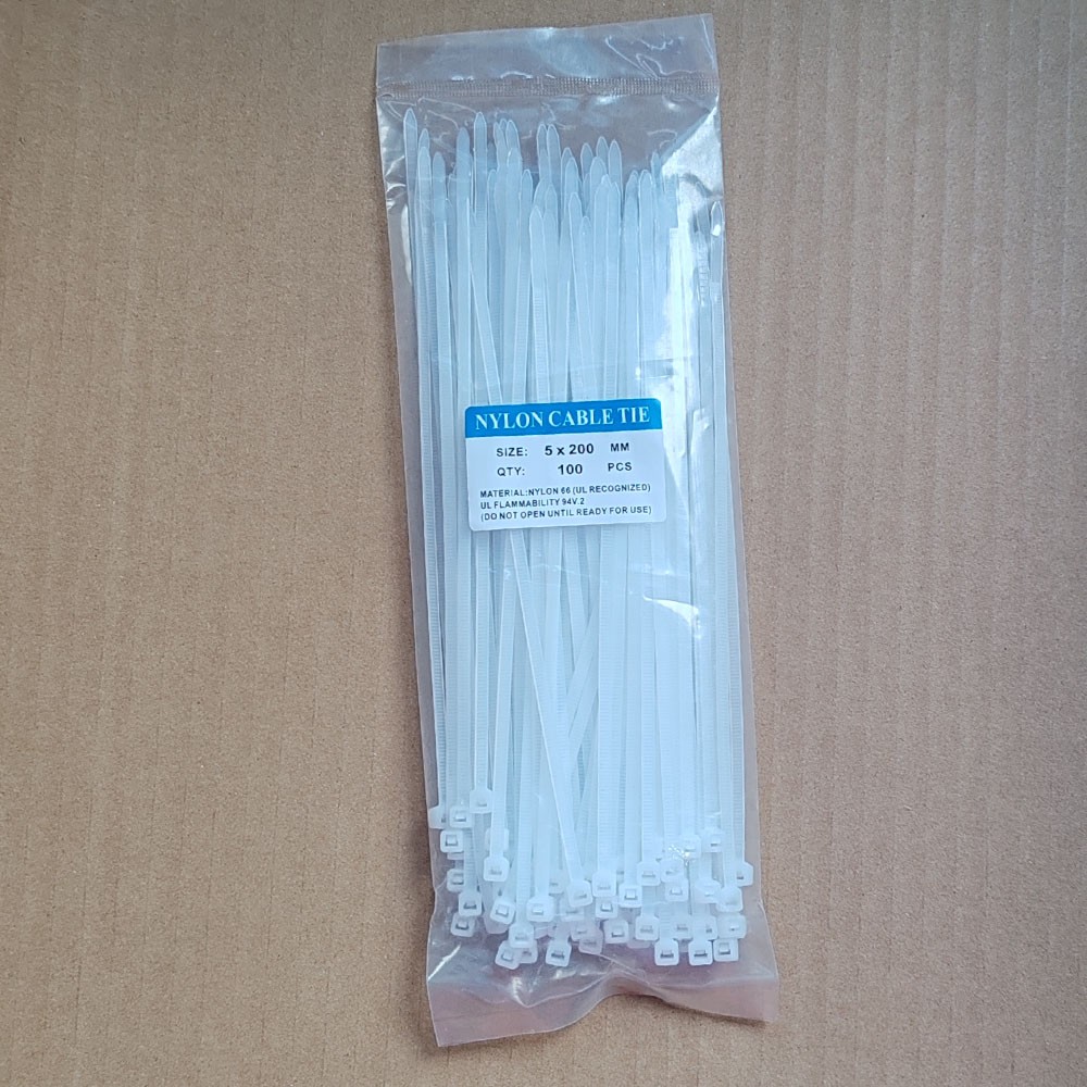 100pcs/pack White Cable Zip Ties Nylon Wire Ties Tensile Strength Self-Locking