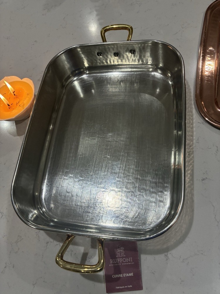 Ruffoni Tin Lined Copper Rectangular 36cm with Acorn Lid, Model 3209B36