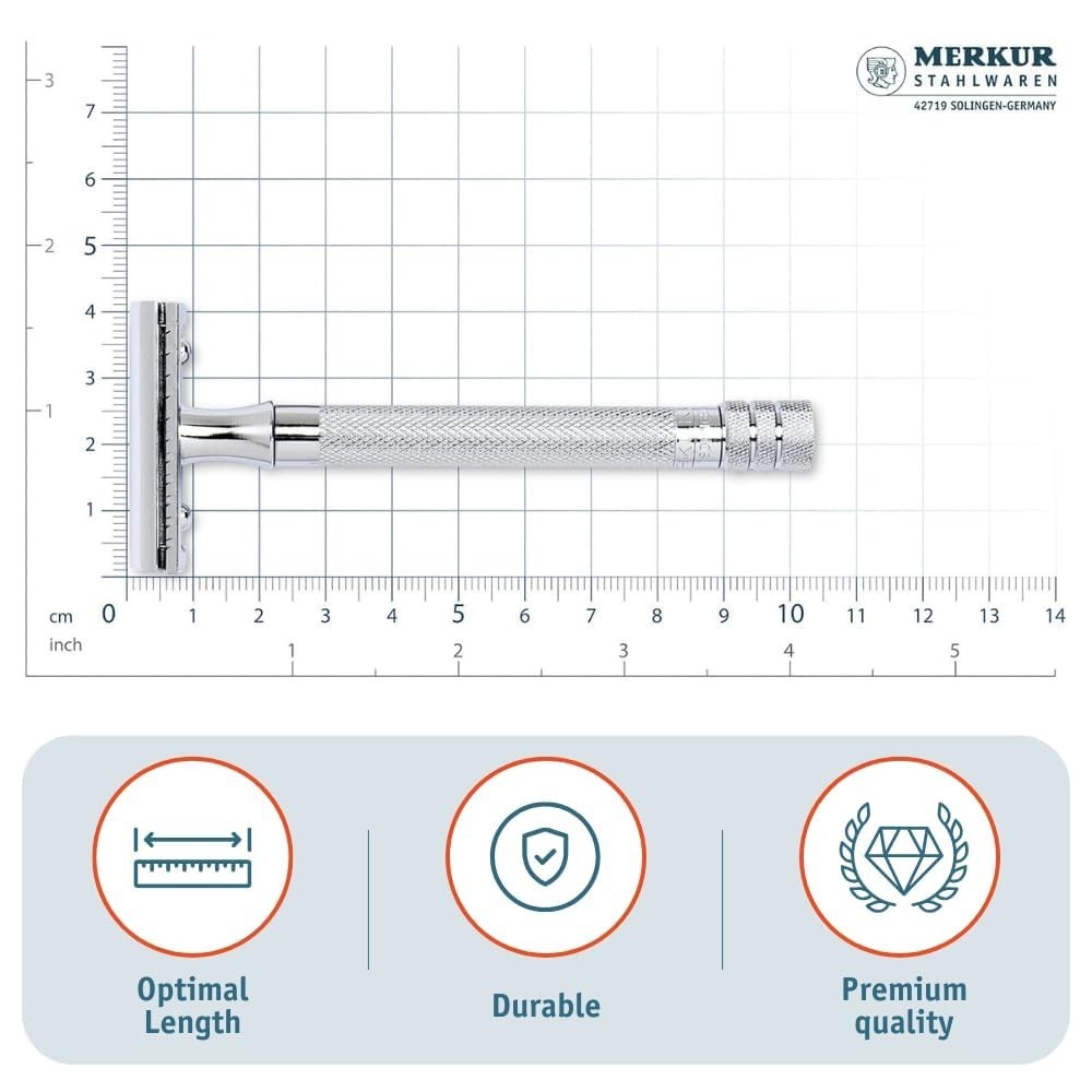 German-Made 23C Double Edge Razor - Smooth Shave with Closed Comb Precision
