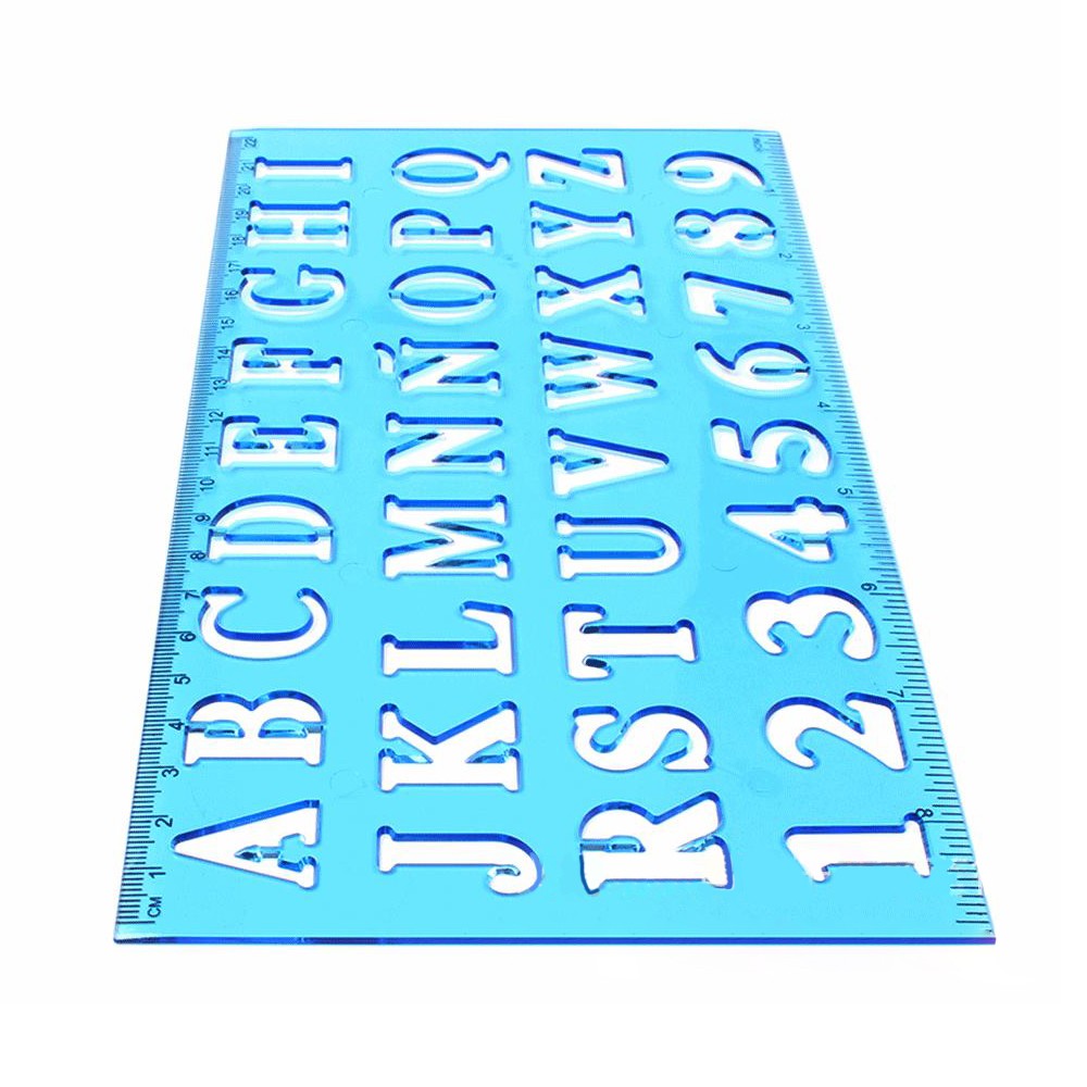 Plastic Drawing Ruler Alphabet & Number Hollow Template Stencil Learning TSWL