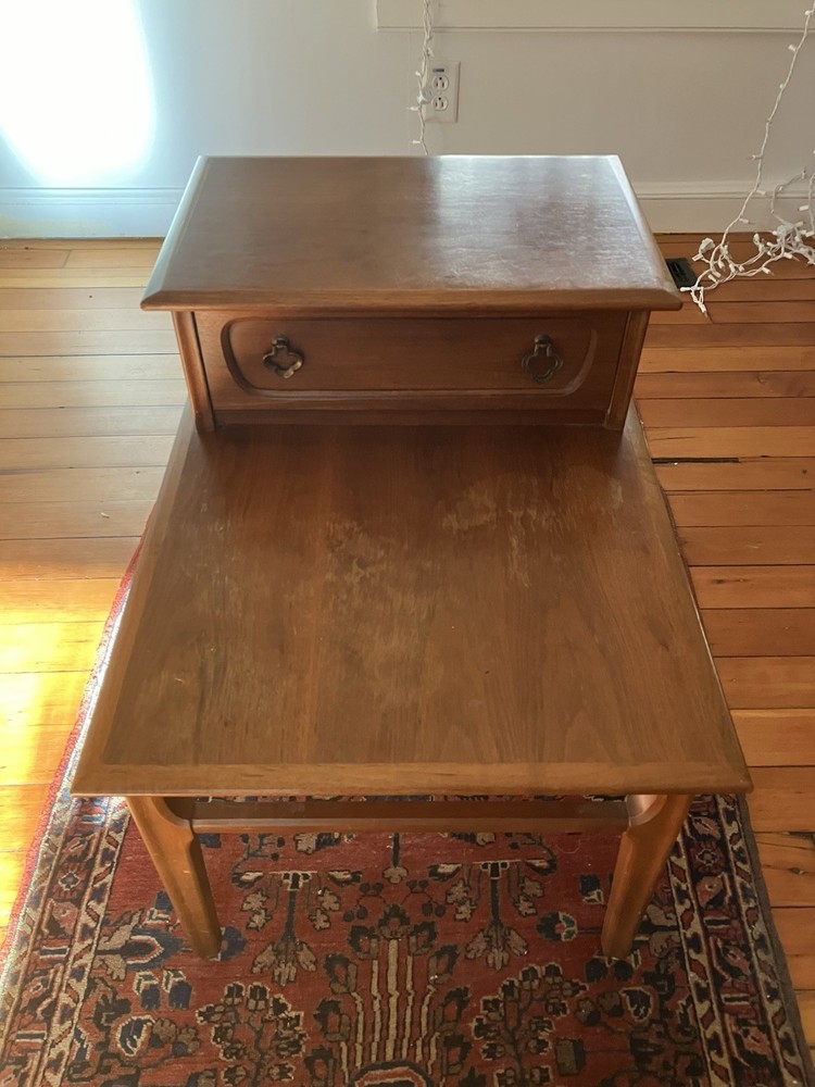 Mersman MCM Solid Wood Two-Tier Side Table with Drawer