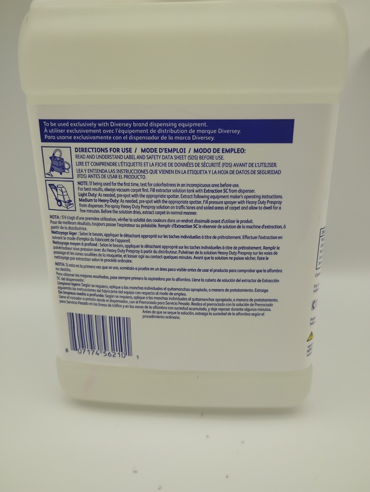 2 J-fill Bottles Diversey 101109762 Carpet Extraction Cleaner, 2.5 cleaner