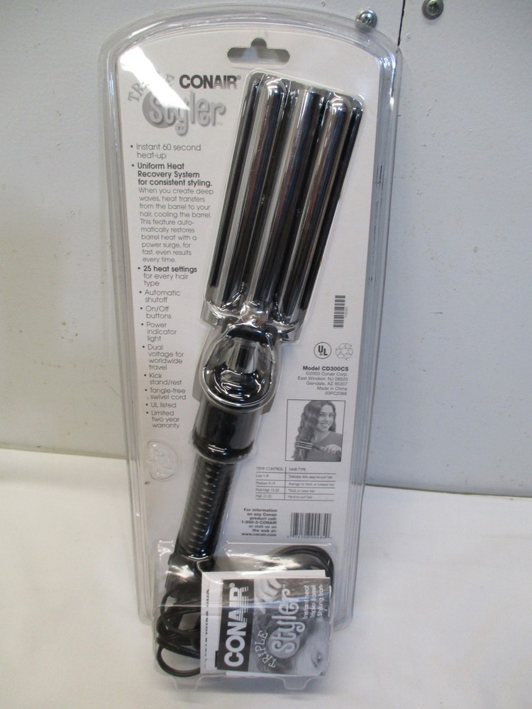 CONAIR TRIPLE BARREL STYLING IRON CD300CS