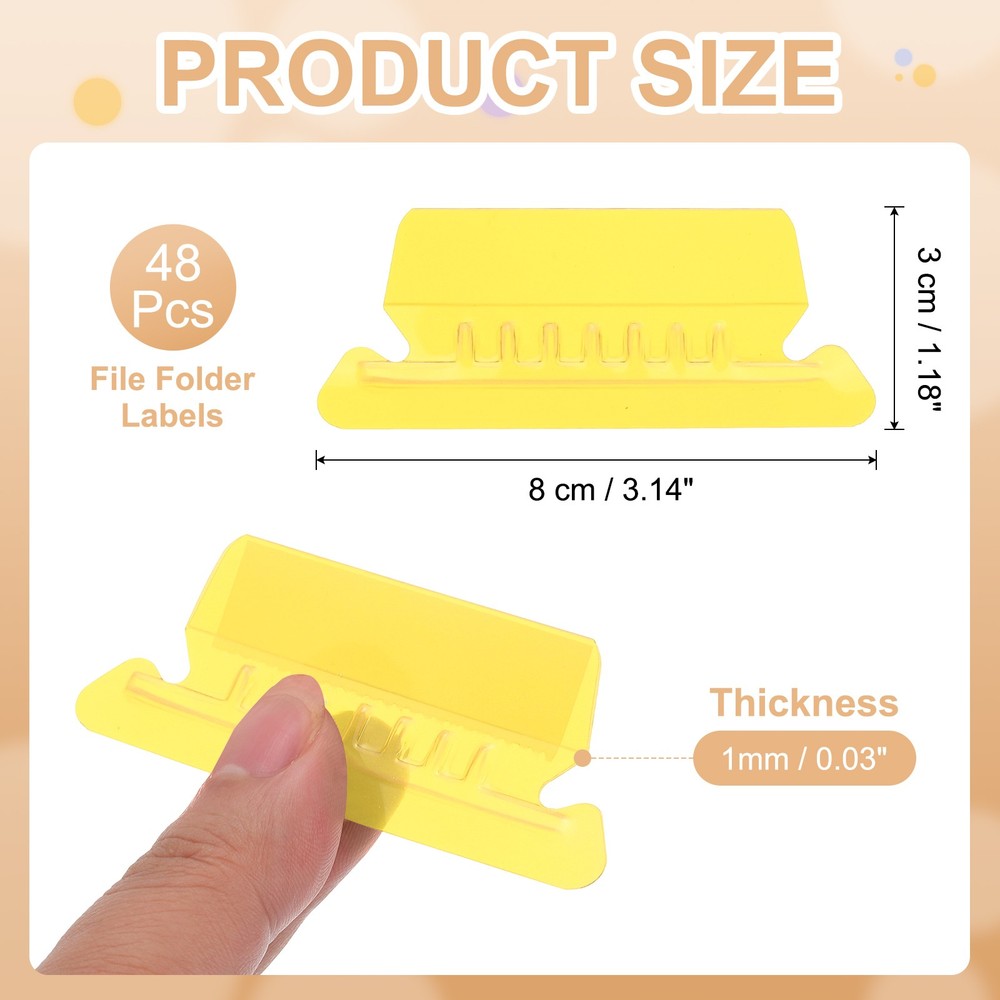 3" File Folder Labels, 48pcs File Folder Tabs with Inserts Labels, Yellow Slot