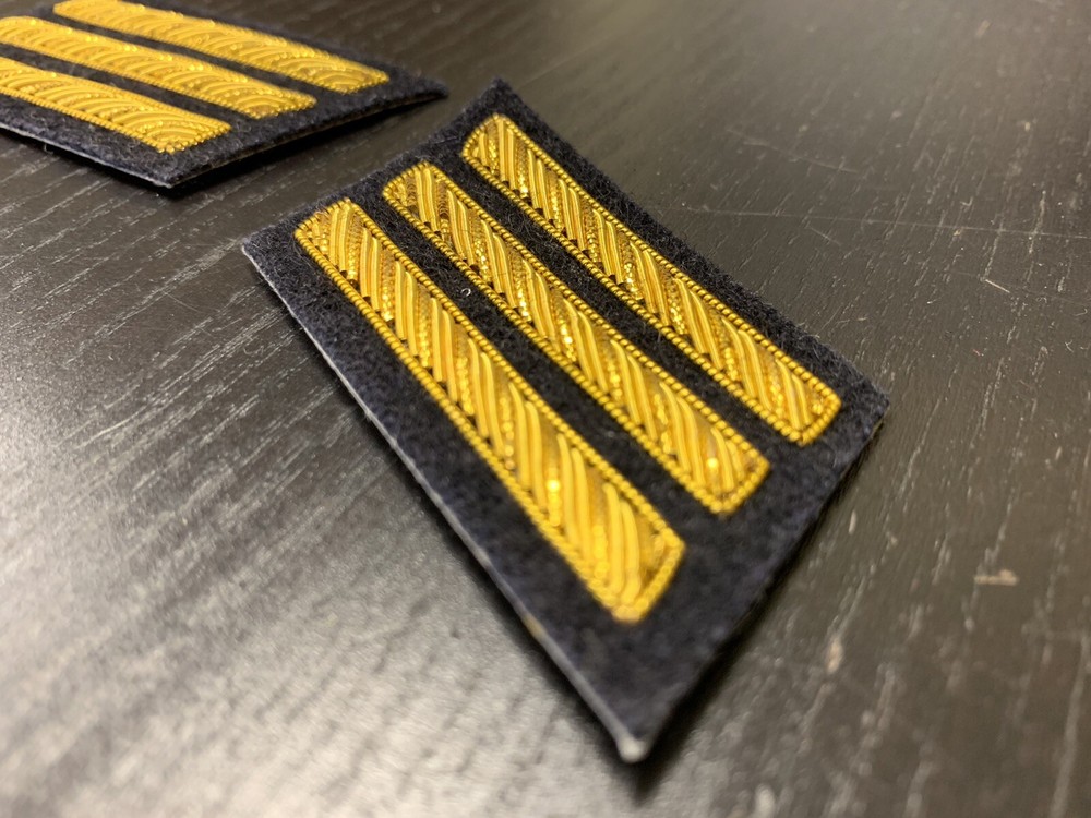 CSA Gold Embroidered Captains Bars - DARK BLUE Background Pair - NEW