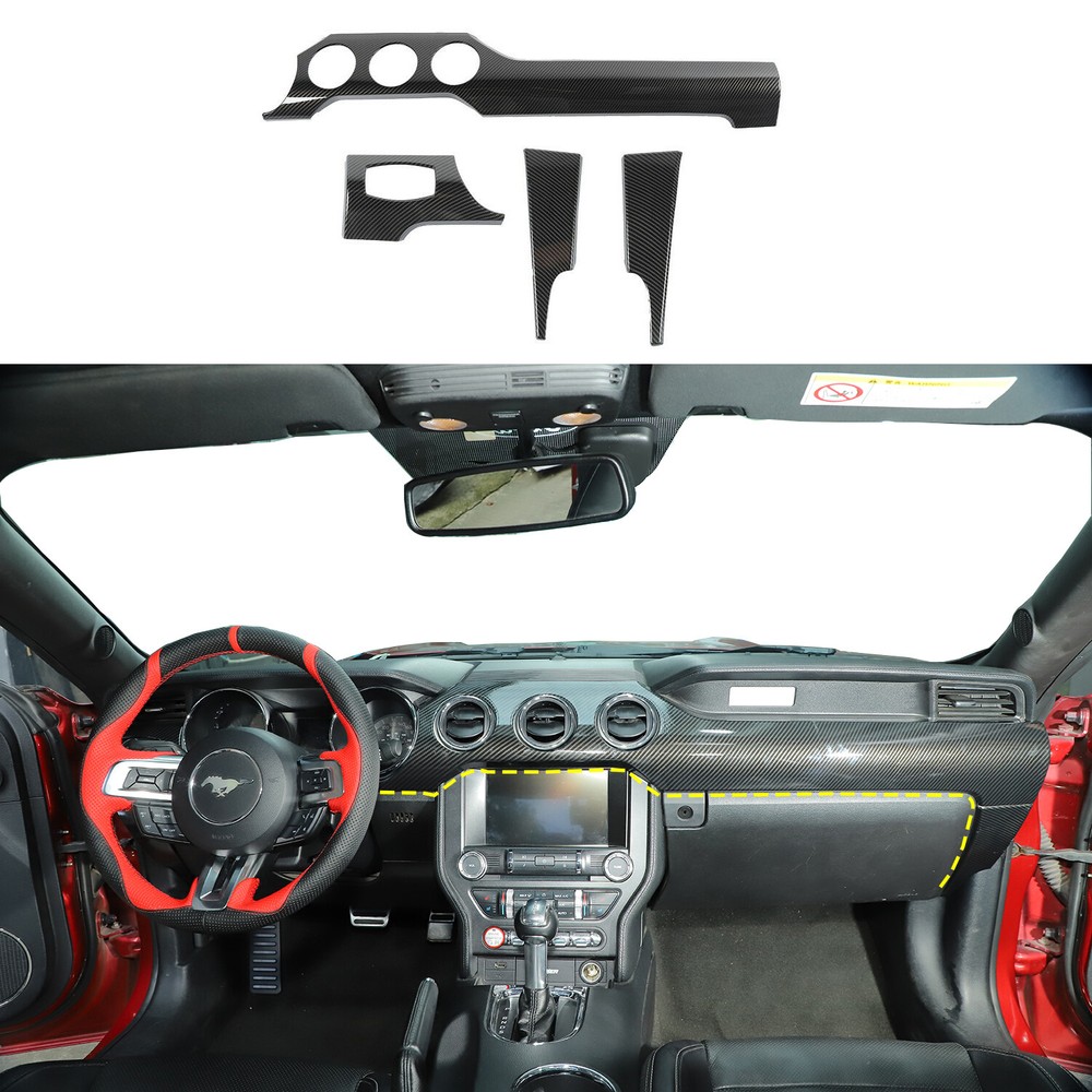 Carbon Fiber Dashboard Panel Decor Trim Kit for Ford Mustang 2015+ Accessories