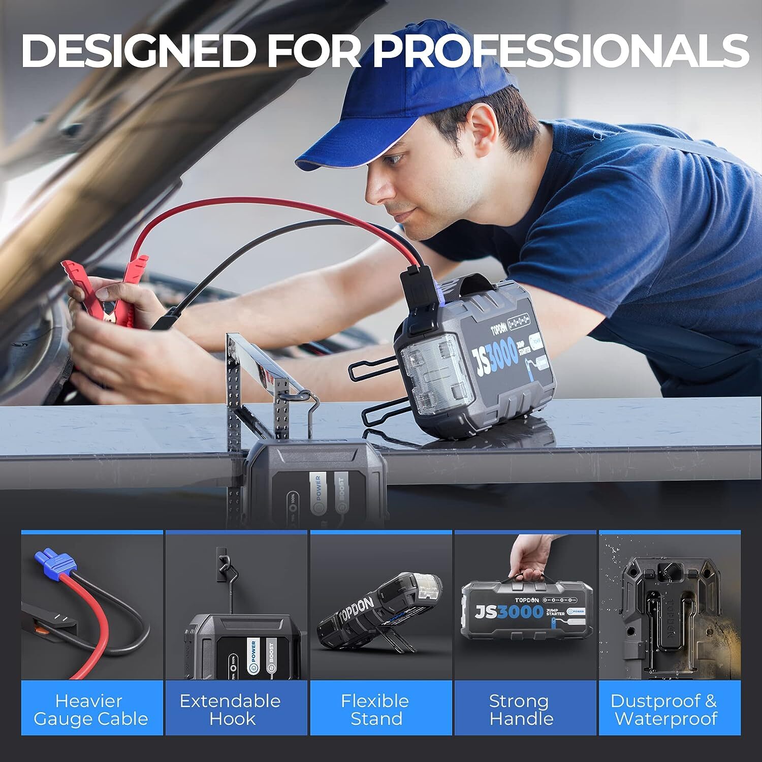 2026 TOPDON Portable 3000A Battery Booster Pack Charger Power Jump Starter Box