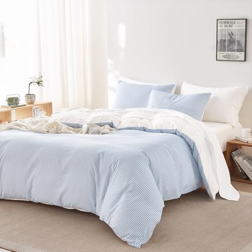 - Striped Comforter Set with Sheets, Ticking Stripe Queen Navy Blue White