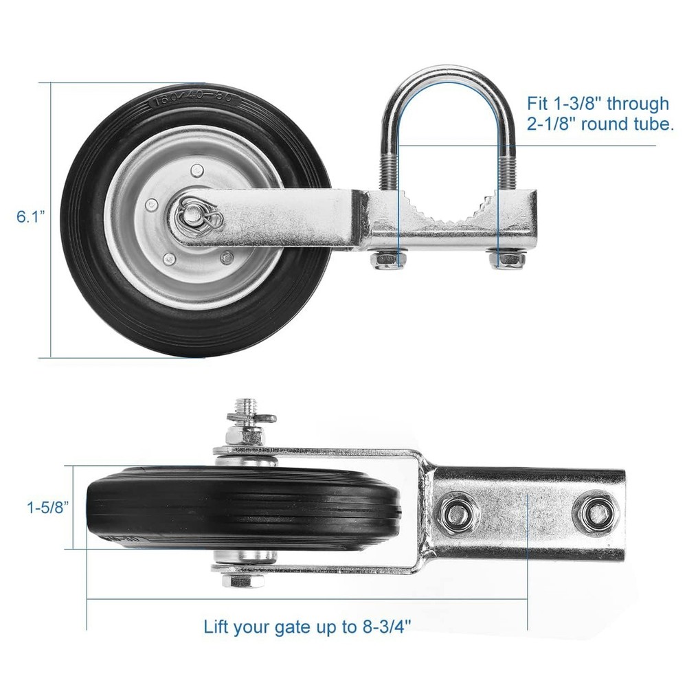 Gate Wheel Supporting Swing Gate with 1-5/8" Thru 2-1/8" Gate Frames, Gate Su...