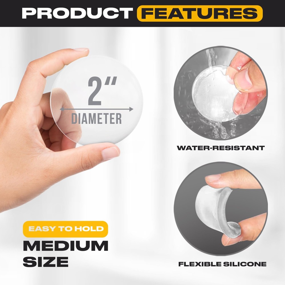 Strongest Door Stoppers for Wall 2" (8 Pack) - Self Medium Pack), Clear