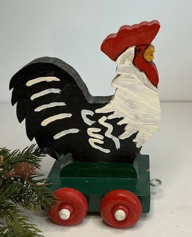 Vintage Wooden Chicken Pull Toy