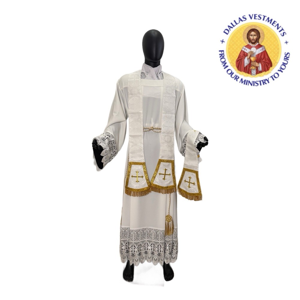 WHITE VESTMENT CHASUBLE & STOLE