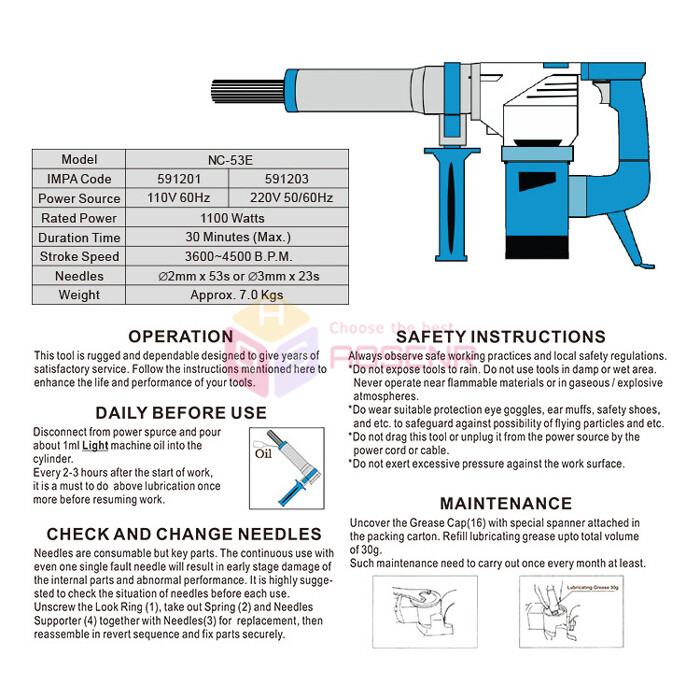 110V Electric Needle Derusting Gun Rust Removal Needle Scaler Jet Chisel