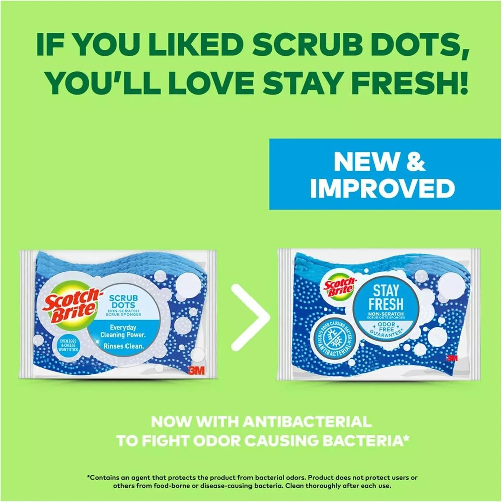 Scotch Brite Blue Non-Scratch Scrub Sponges 24 PACK 3M NEW