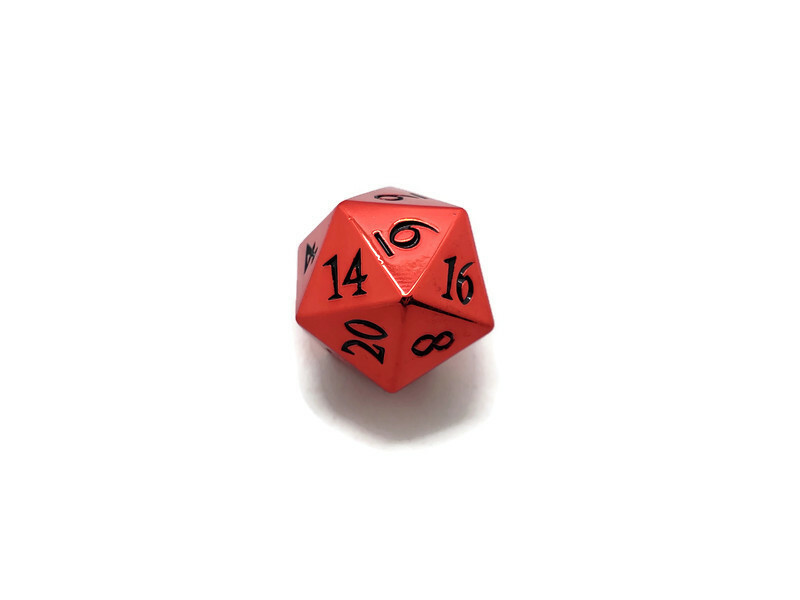 Metal D20 F*** Dice Blood Red 20-Sided Die for DND, New