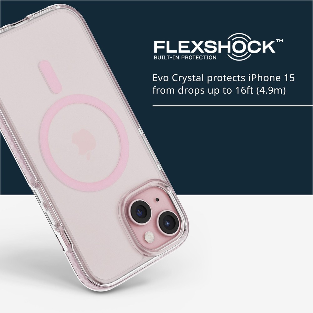 Tech21 EvoCrystal Case for iPhone 16e/15 - MagSafe Compatible - Impact Protect