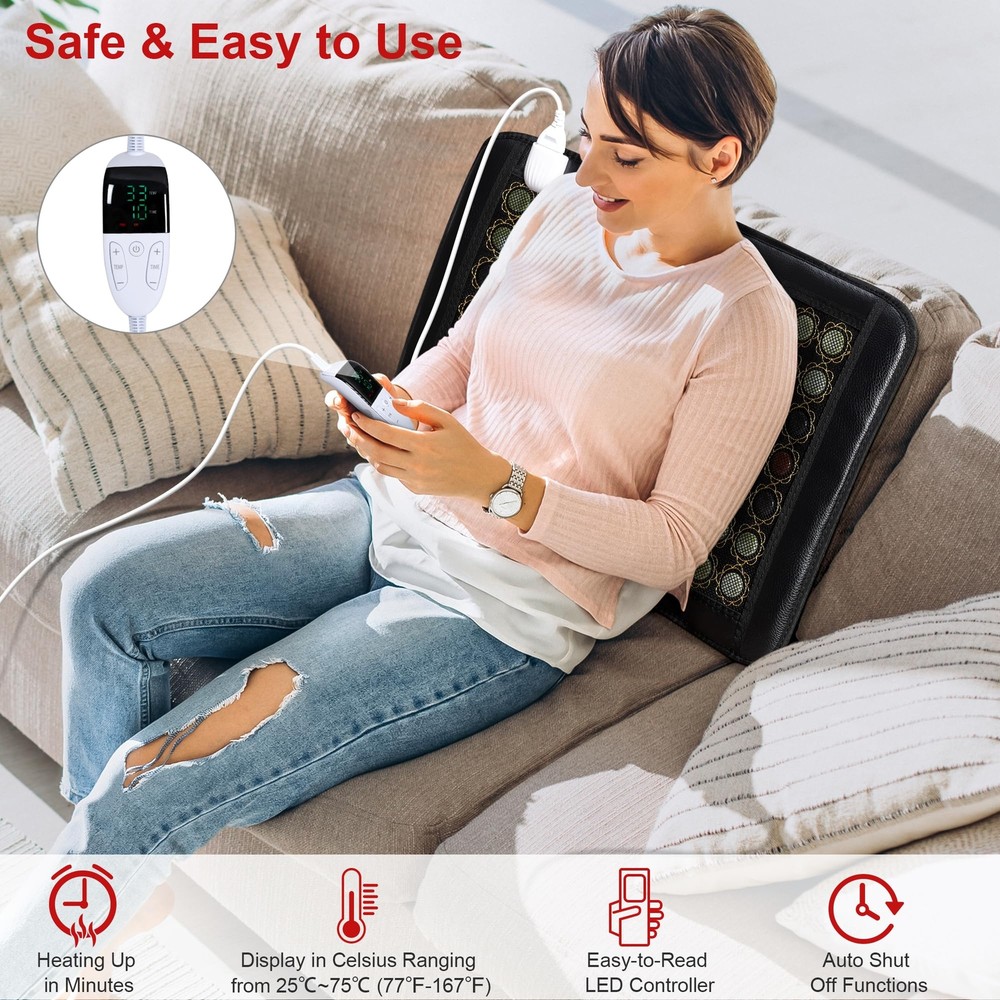 Natural Jade Infrared Heating Pad w/Smart Controller Memory Function 23.5"x16"