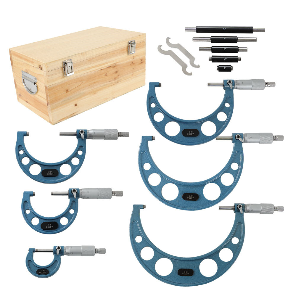 6 Pack 0-6" Precision Outside Micrometer Set 0.0001" Carbide Standards Set