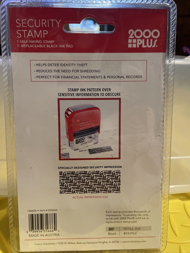 2000 Plus Self-Inking Security Stamp, 1 2/5" x 5/8" Impression