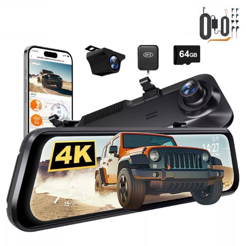 WOLFBOX G850 PRO Rear View Mirror Dash Cam GPS WiFi, Voice Control, ADAS & BSD