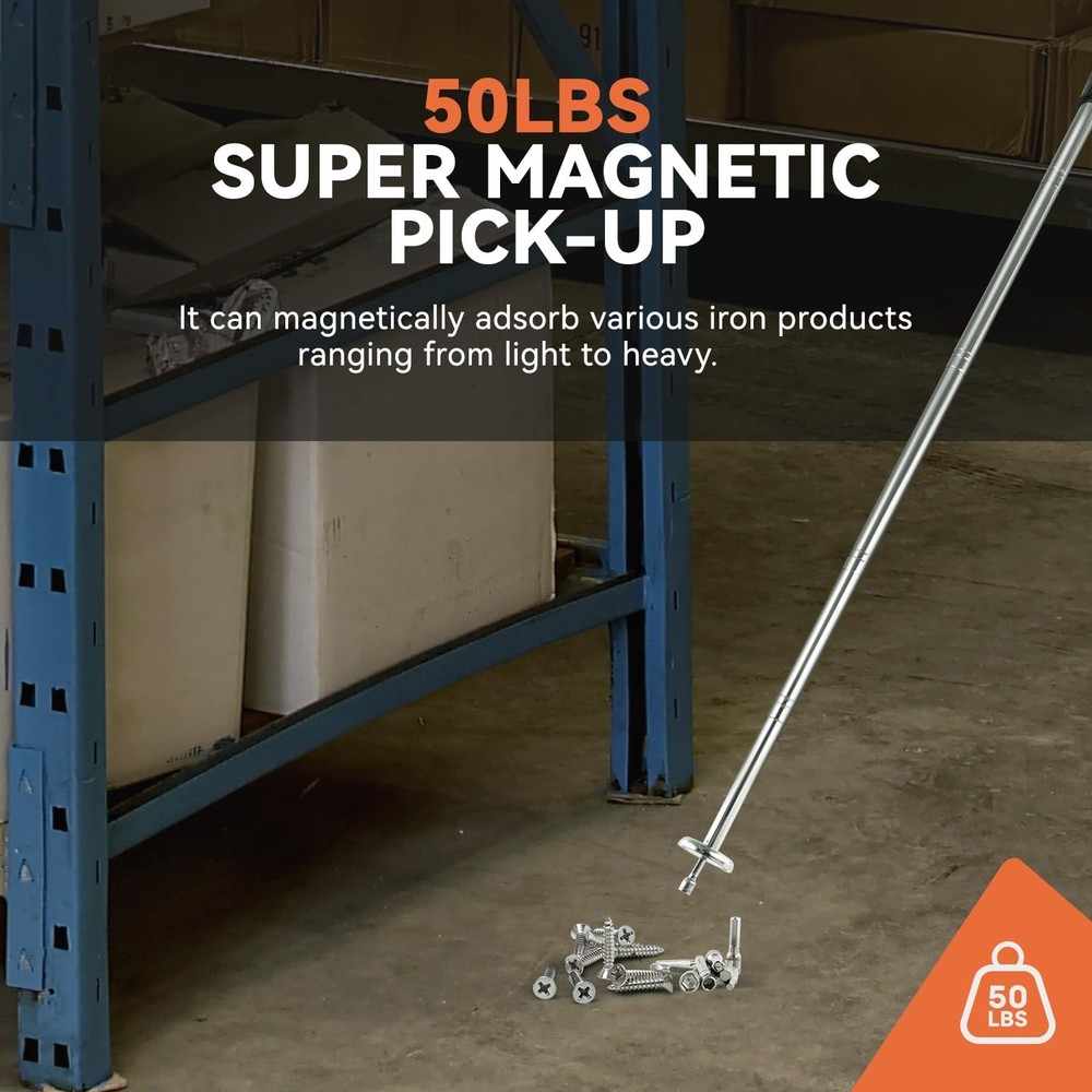 Telescoping Magnetic Pickup Tool with 50lb Pull Force, Magnet Stick Extendabl...