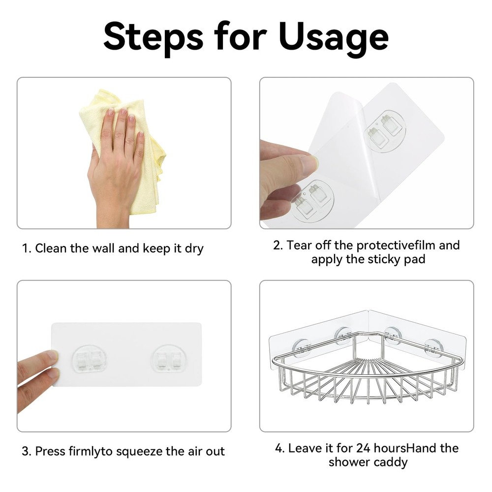 GETRIC 15 Pack Shower Caddy Adhesive Replacement, Transparent