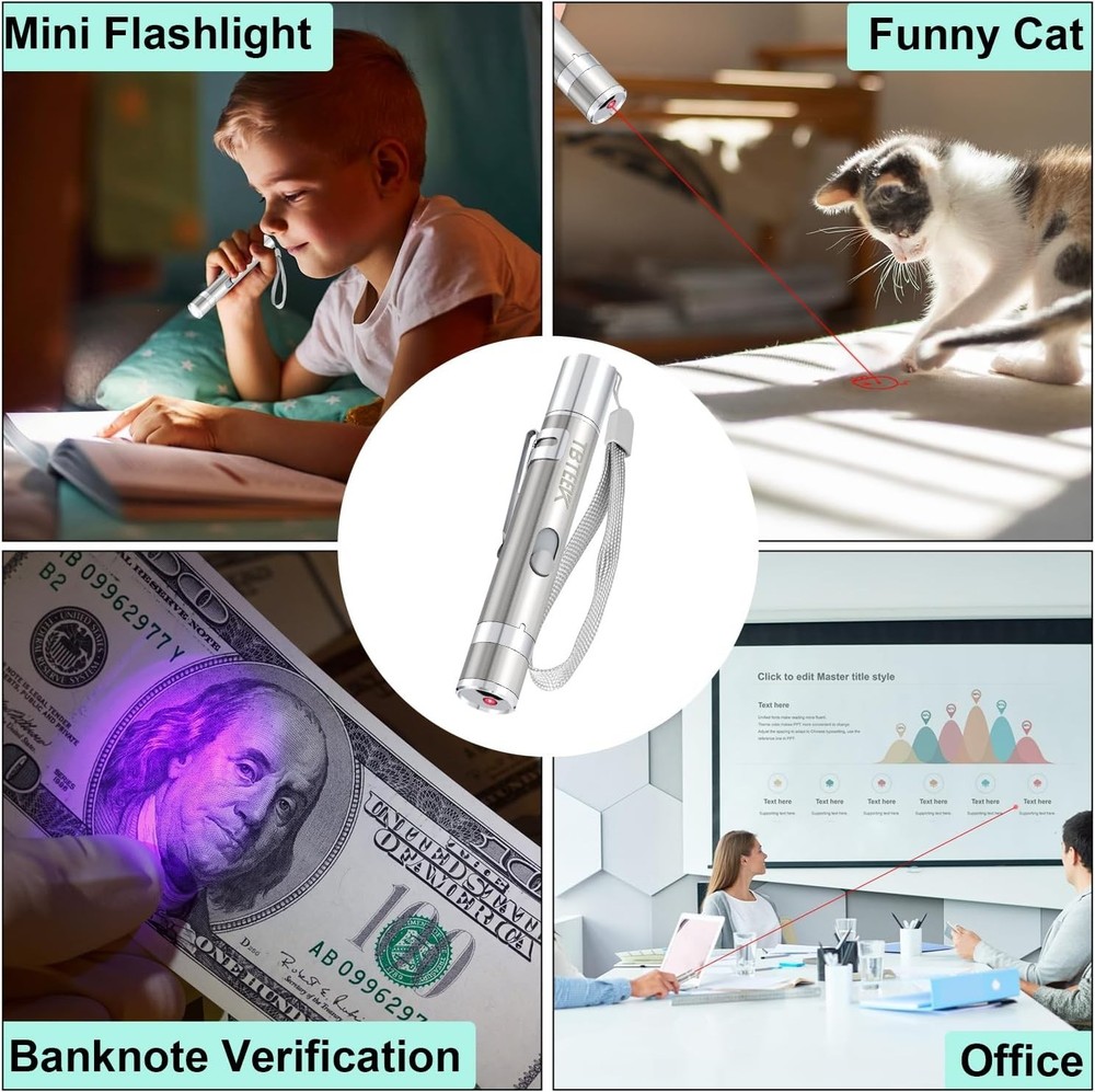 Cat Toys, Rechargeable, 3 Light Modes & 5 Fun Patterns, Portable Interactive Kit