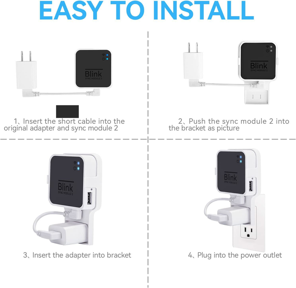 Wall Mount Bracket - Blink Sync Module 2 with Short Cable for Outdoor Cameras
