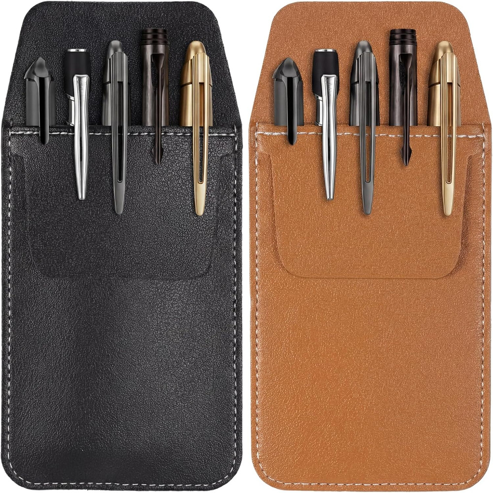 2 PCS Pocket Protector, PU Leather Pockets Pen Holder Organizer Pouch Pockets Pr