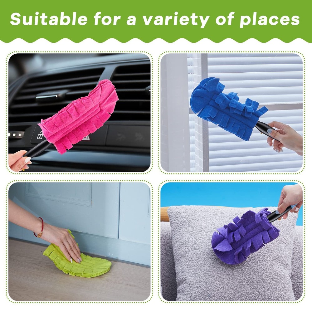 Zubebe 12 Pcs Duster Refill Reusable Fleece Duster Refills Feather Flat Duste...
