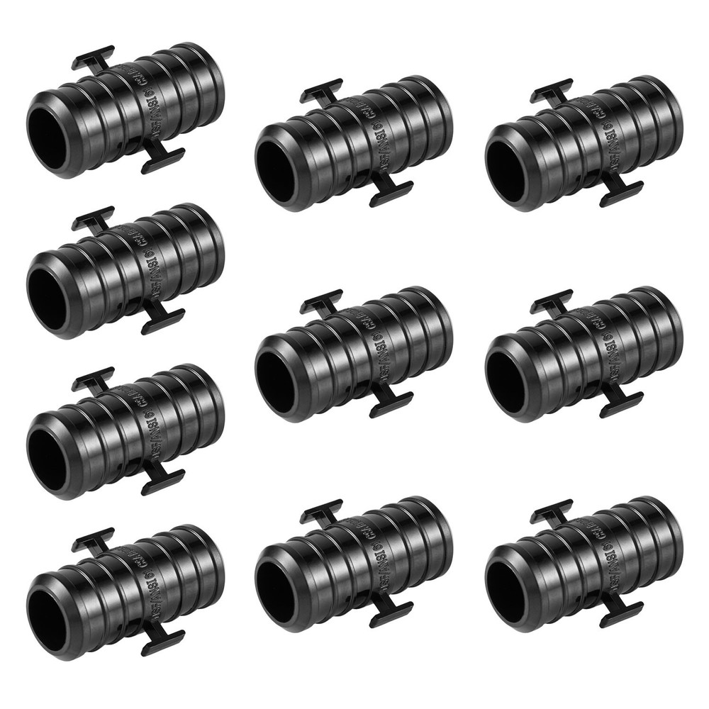 EFIELD 10 PCS Poly Crimp Pex Fitting 1" X 1" Straight Coupling With Position Tab