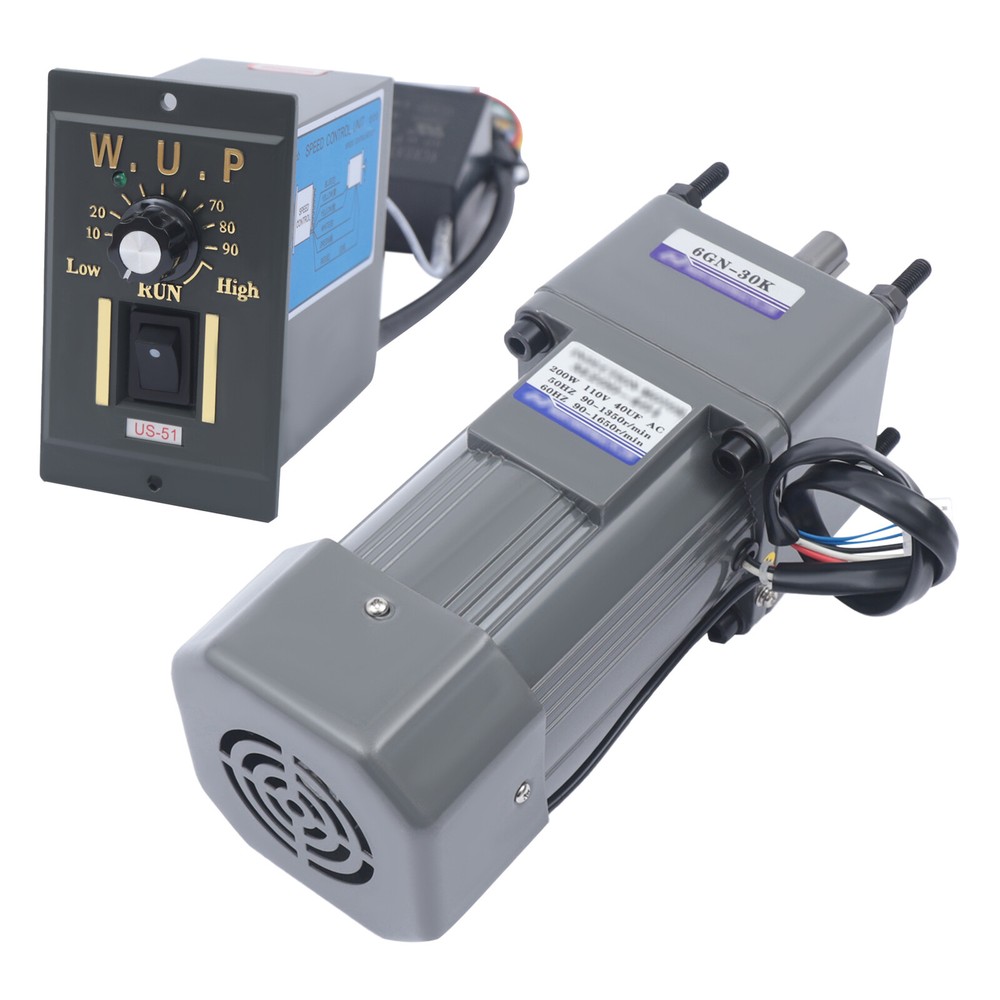 110V AC Gear Motor Electric Variable with Speed Controller Single-phase 20K 200W