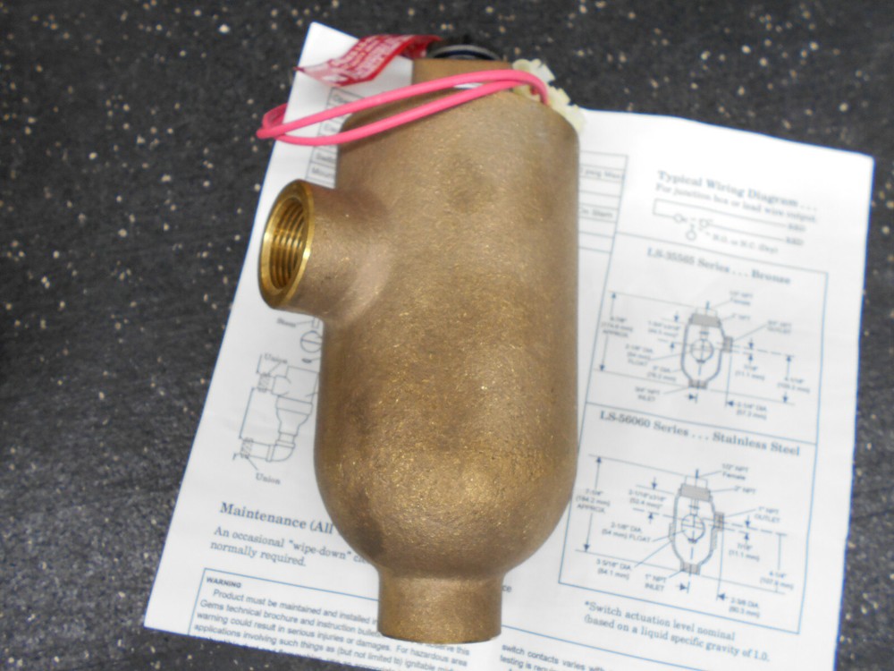 GEMS SENSORS LS-800 LEVEL SWITCH SIDE MOUNTED FLOAT BOTTLE