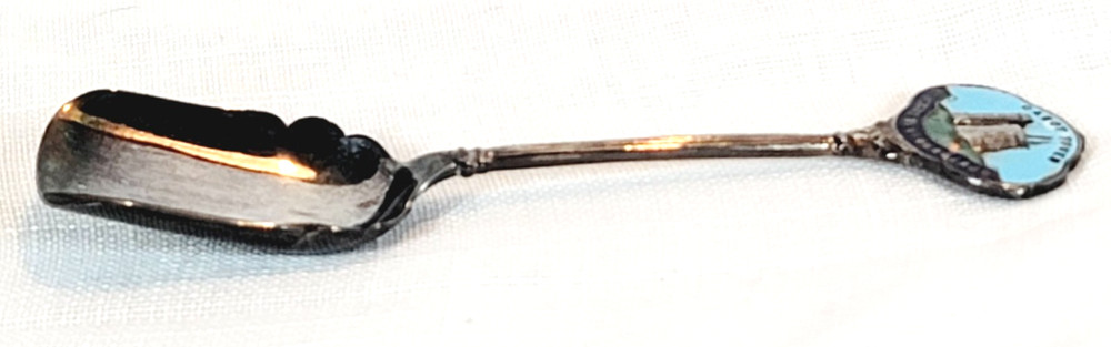 Exquisite EPNS Silverplated Enamel Spoon Cabot Tower St Johns Newfoundland Vtg