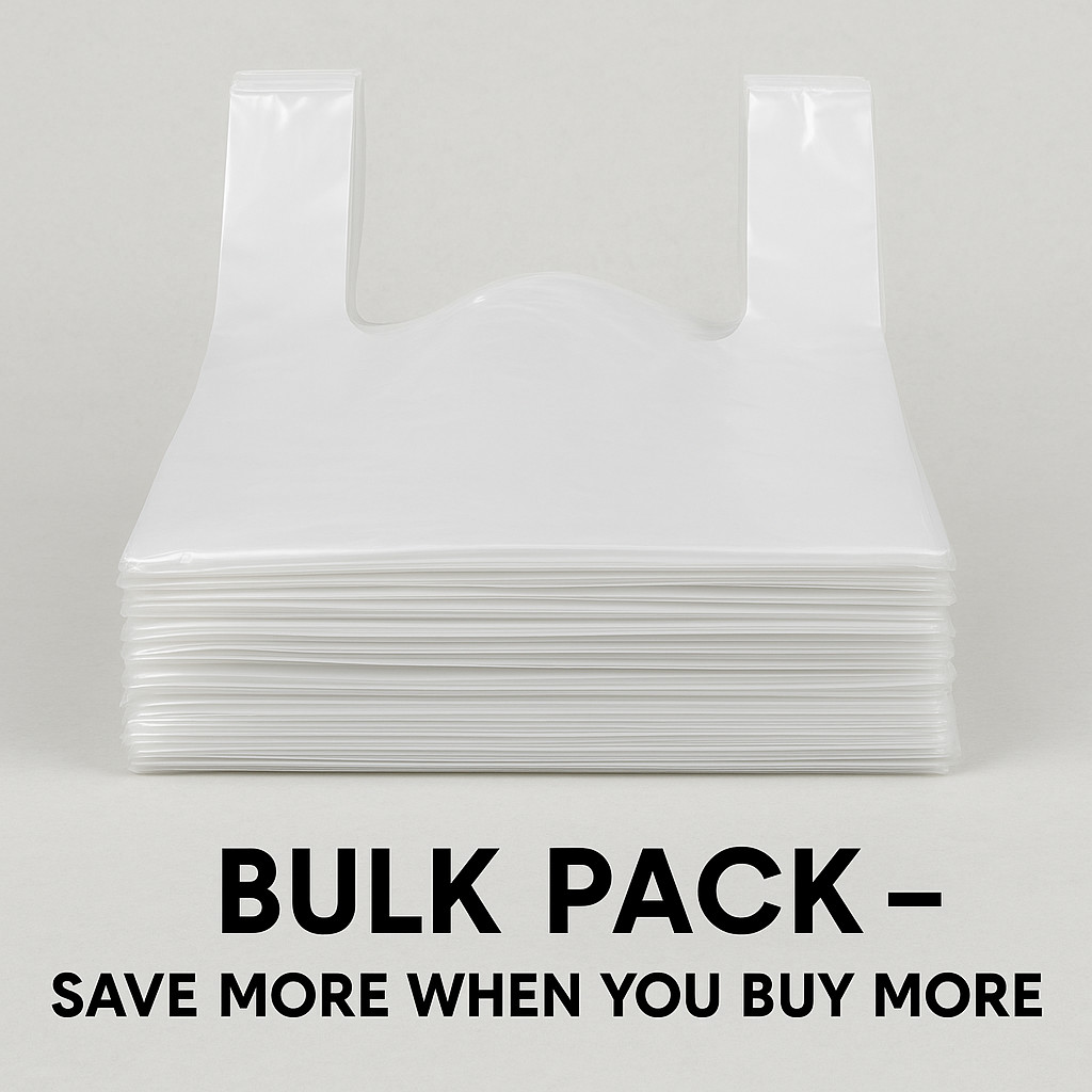 Clear Plastic T-Shirt Grocery Bags 3 Mil Heavy Duty Reusable 1/6 21x6.5x11.5