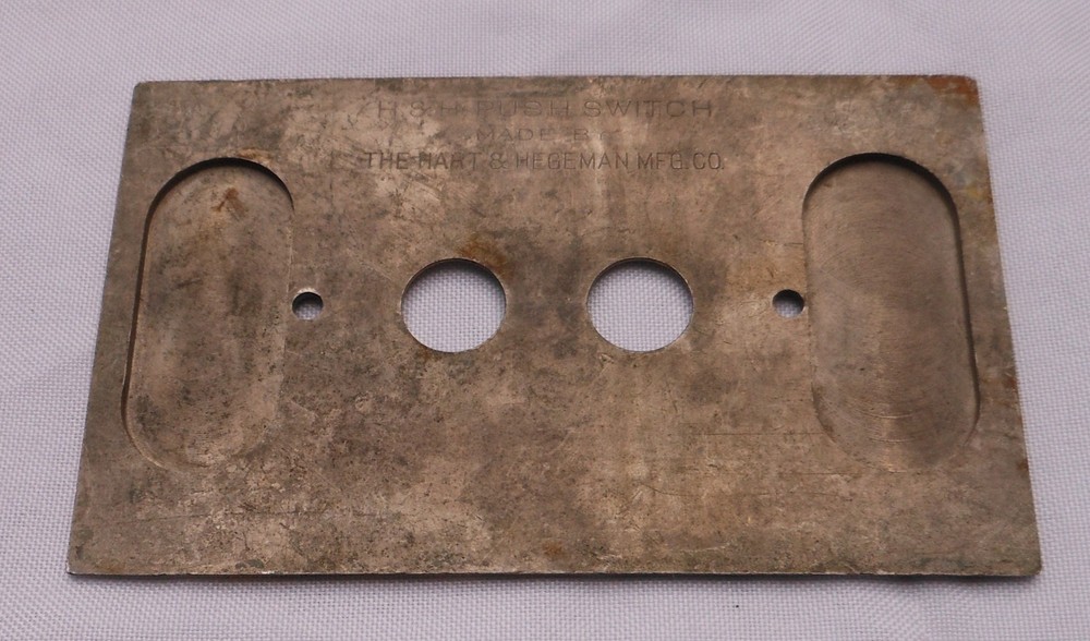 Push Button Single Light Switch Cover Plate Solid Heavy Brass Perkins 4.5 x 2.75