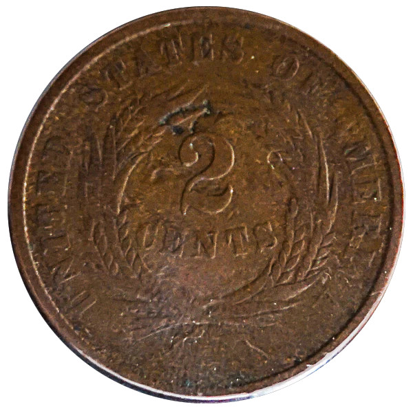 1864 Two Cent Coin (Fine)