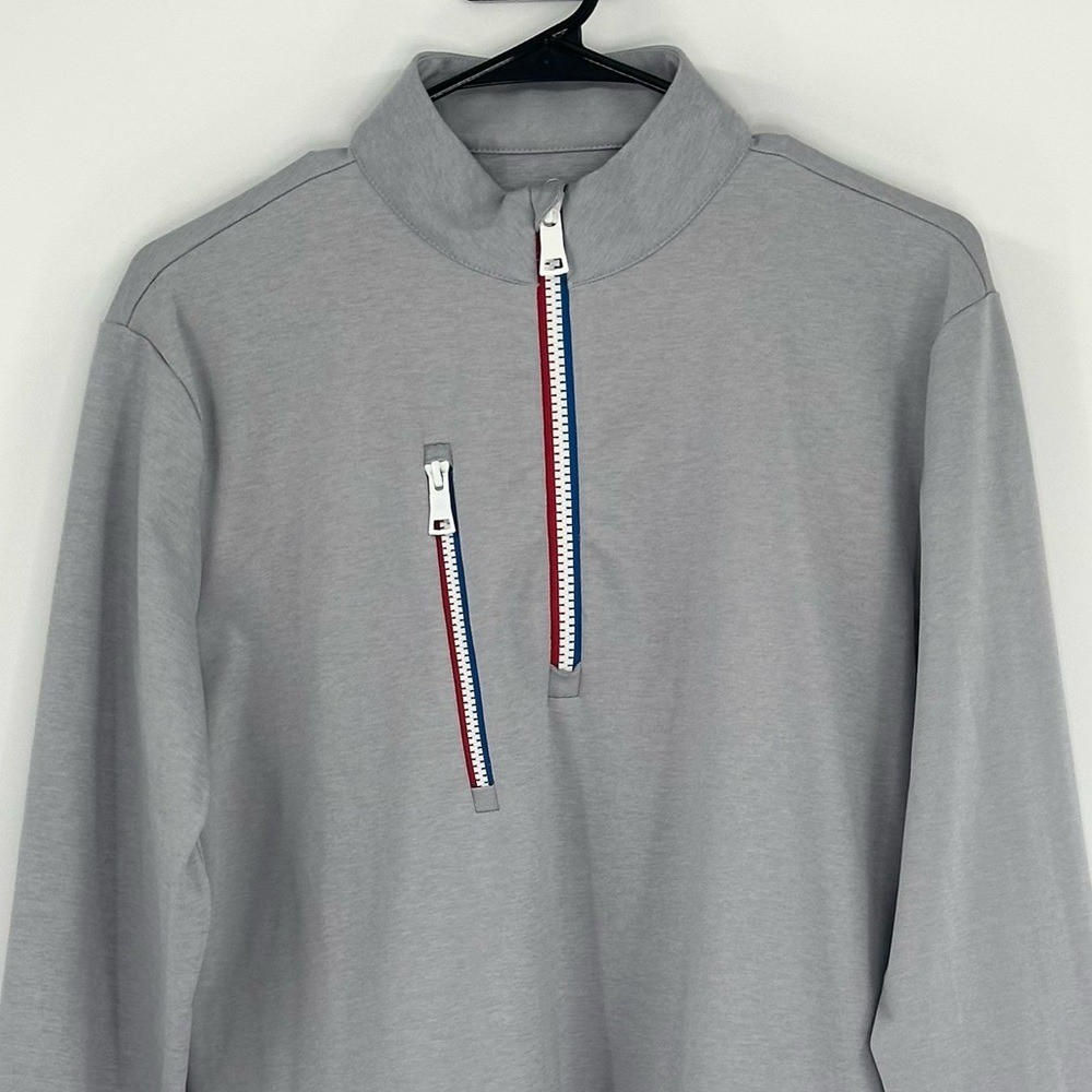 G/FORE Daytona Mid Tech Interlock Slim Fit Golf Pullover, Heather Gray, Size S