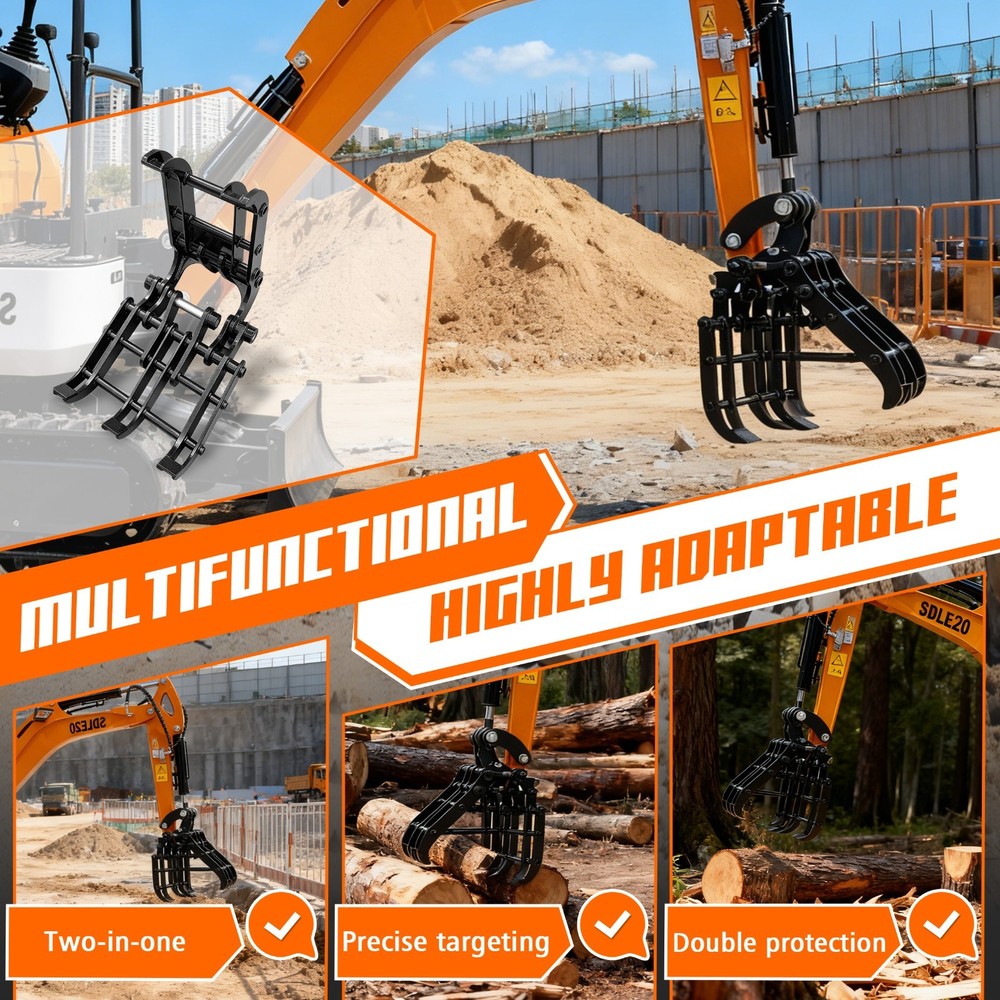 Mini Excavator Grapple Attachments Wood Rock Log Grapple For1-2Ton Small Digger