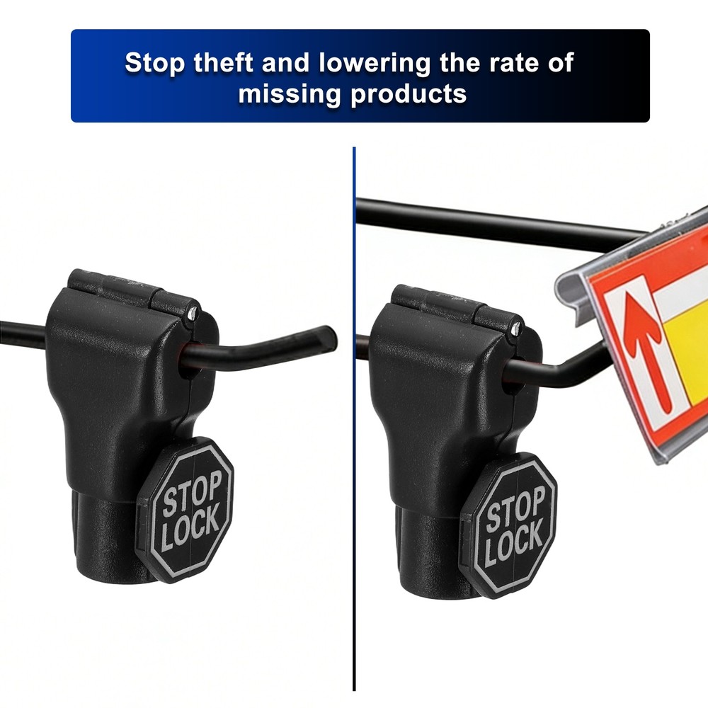 Peg Hook Locks Stop Locks, (7mm,Black) (30Pcs),Plastic Hook with Stop-Lock Sign