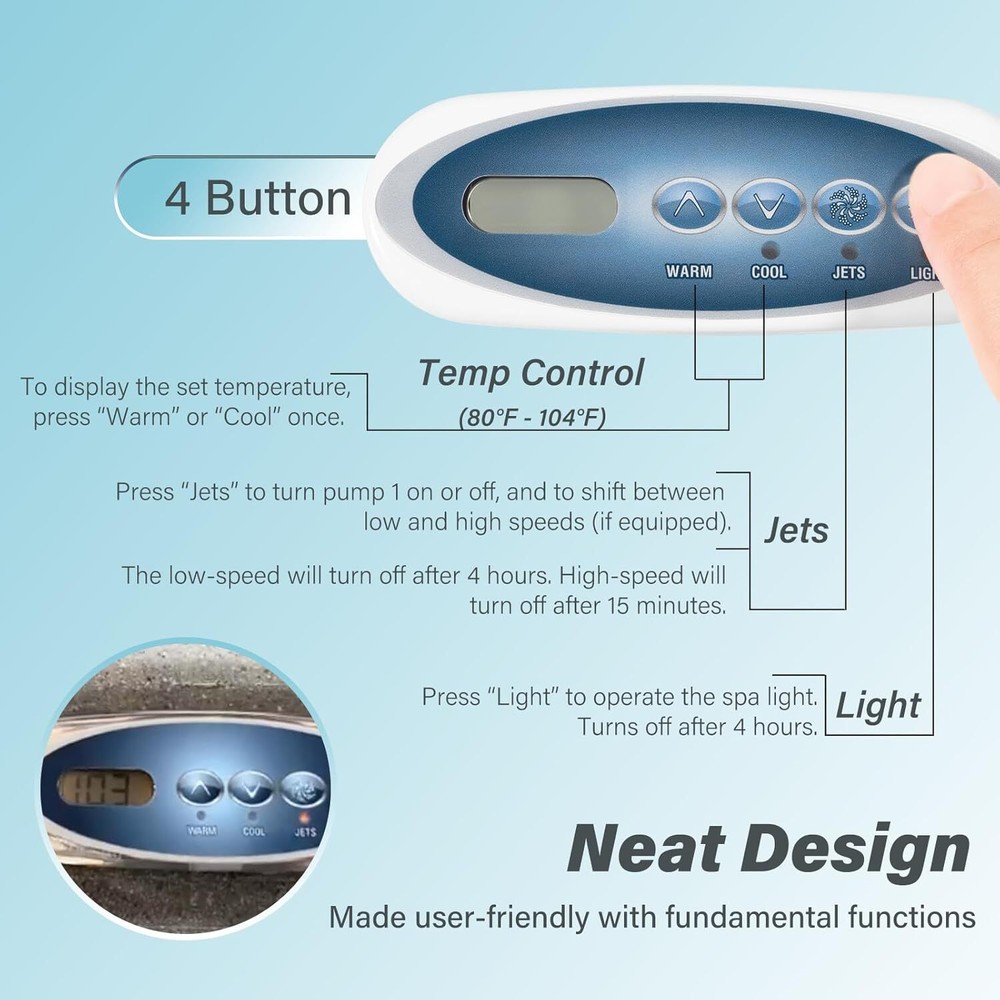 53238 4 Button Spa Topside Control Panel Keypad for Balboa Mini Oval Heat Jacket