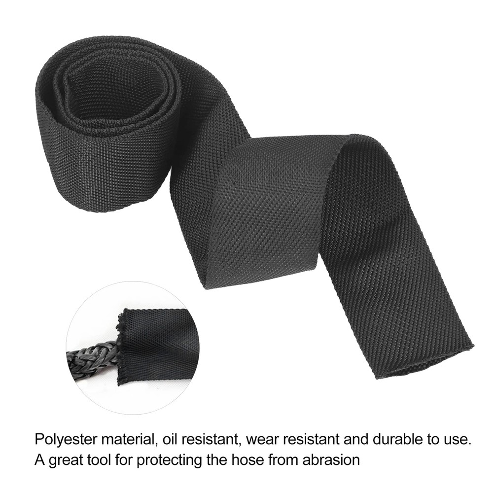 Rope Protector Sleeve Polyester Winch Rope Protective Sleeve Black Universal ...