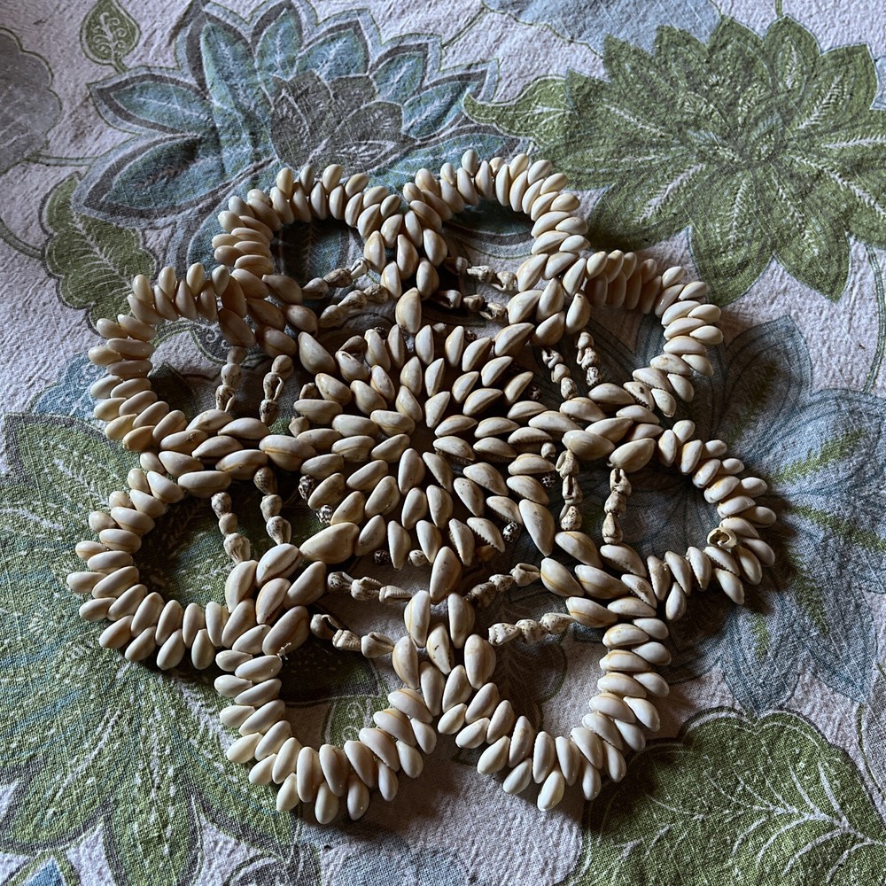 Vtg Sea Shell Trivet Hot Pad Boho Decor 9”