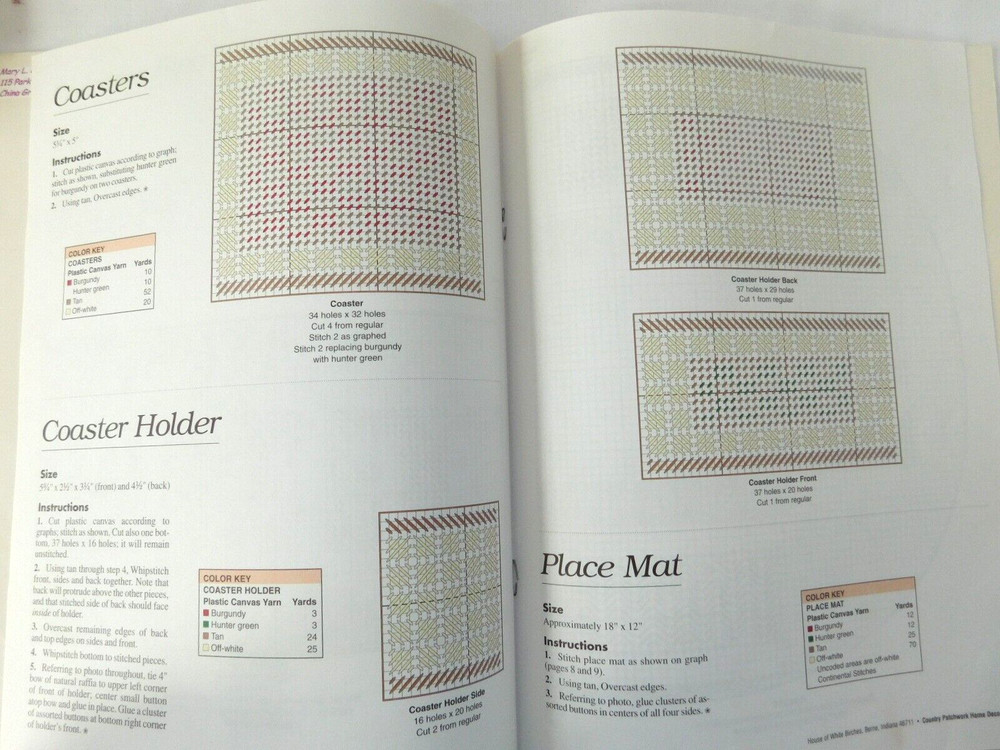 Plastic Canvas Pattern "Country Patchwork" Home Decor "Welcome" Sign & More