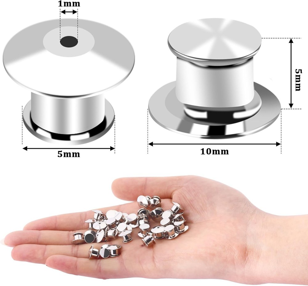 DECYOOL 100PCS Metal Locking Pin Backs, Keepers Clasp Backs Silvery