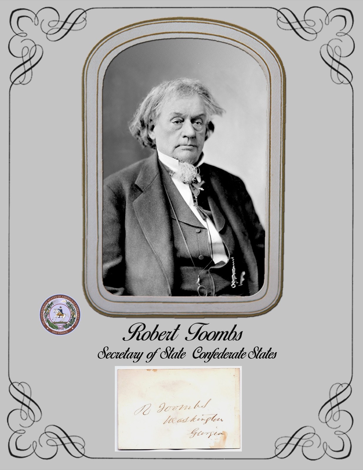 Civil War Complete Set Davis 1st Confederate Cabinet photos & Autographs COPIES