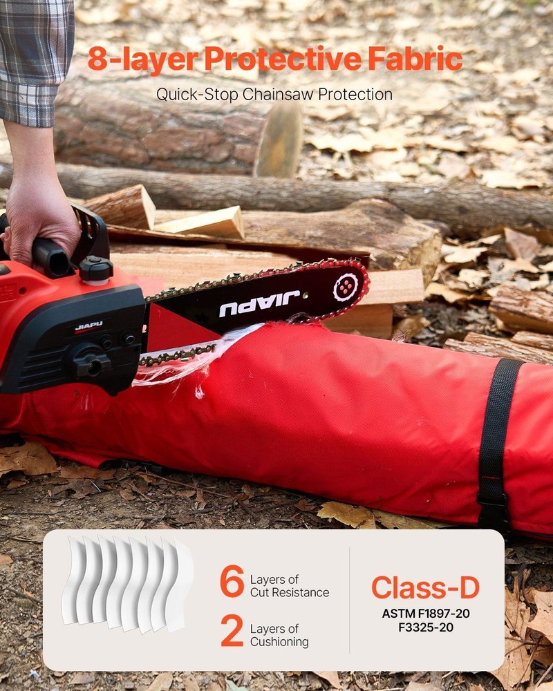 8-layer Class D chainsaw chaps apron style 420D nylon adjustable medium fit