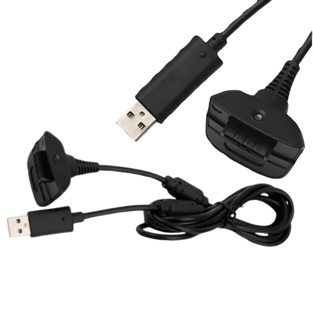 USB Charging Cable Replacement Charger For Xbox 360 Black Wireless Controller