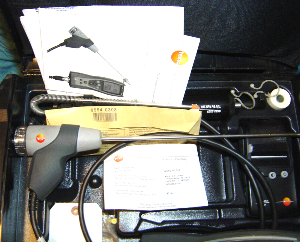 Testo 327-1 Flue Gas Analyzer Kit with printer works great filter sensor needed