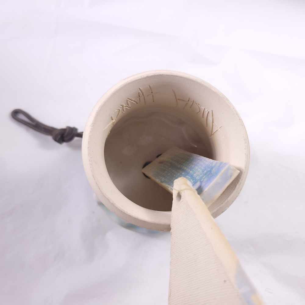 Ceramic Bell Windchime Handmade White Blue Purple